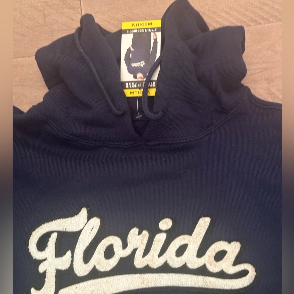 BNWT FLORIDA Hoodie Navy & White. Medium State of Mind